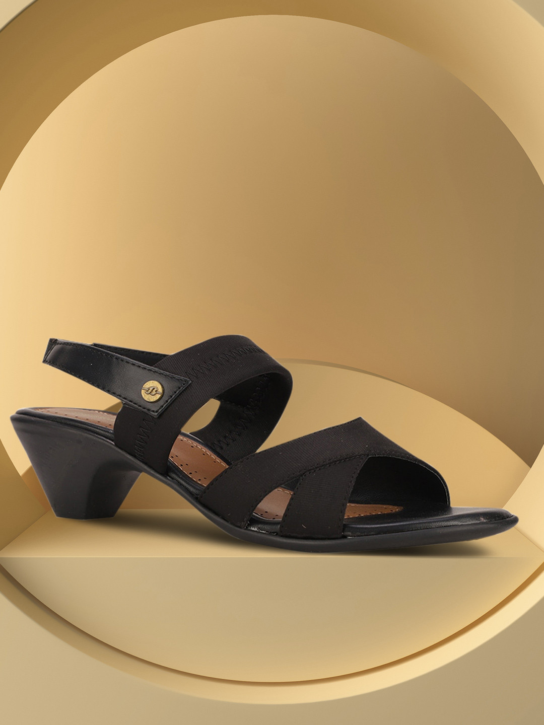 

Bata Black Block Sandals with Buckles