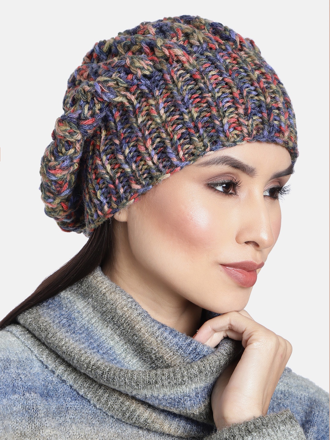 

Magic Needles Women Multicoloured Woollen Beanie, Multi