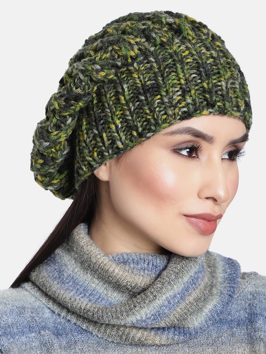 

Magic Needles Women Green Woollen Handknitted Beanie