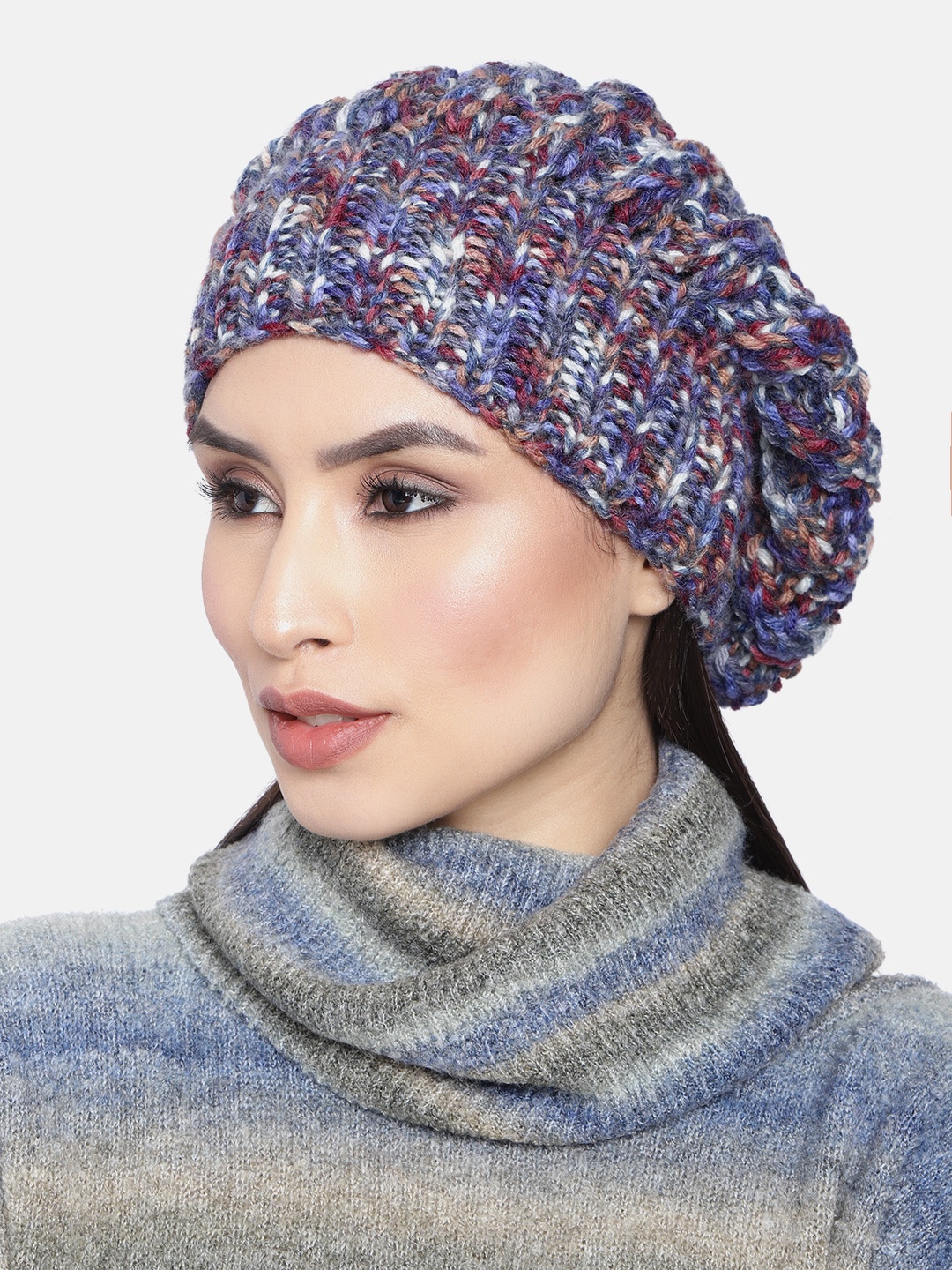 

Magic Needles Women Blue Woollen Handknitted Beanie
