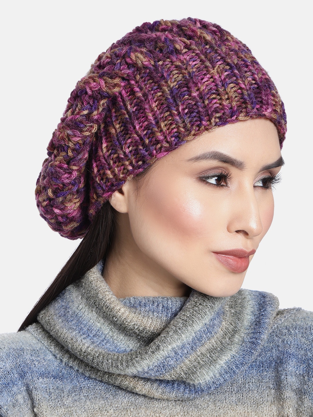 

Magic Needles Women Purple Woollen Handknitted Beanie