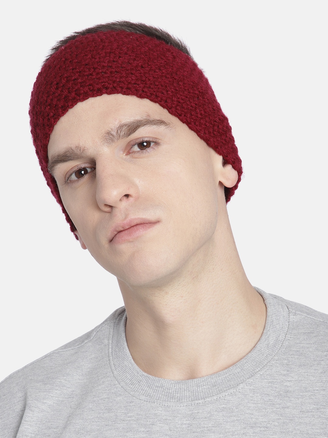 

Magic Needles Men Maroon Self-Design Knitted Bandana Woollen Headband