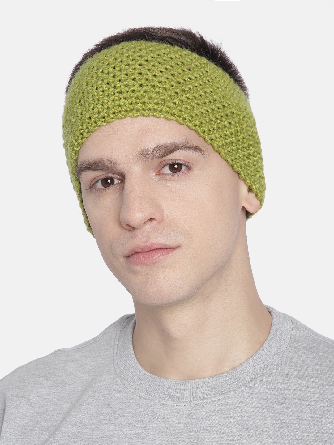 

Magic Needles Men Green Self-Design Knitted Bandana Woollen Headband