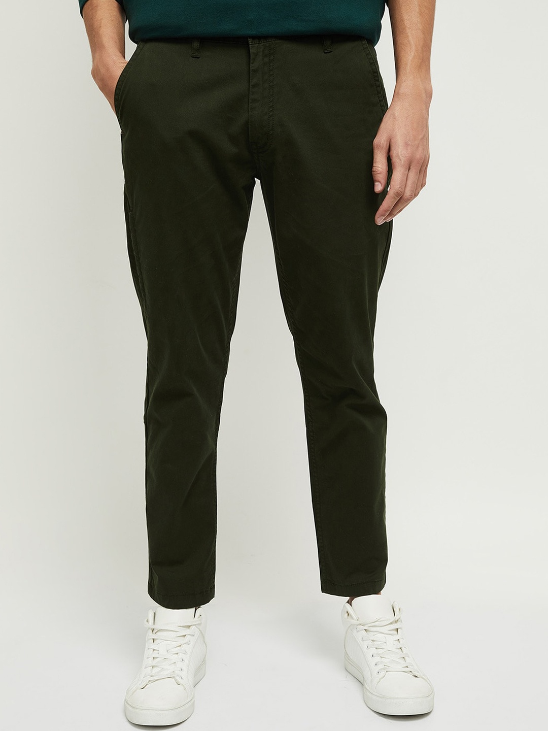 

max Men Olive Green Chinos Trousers