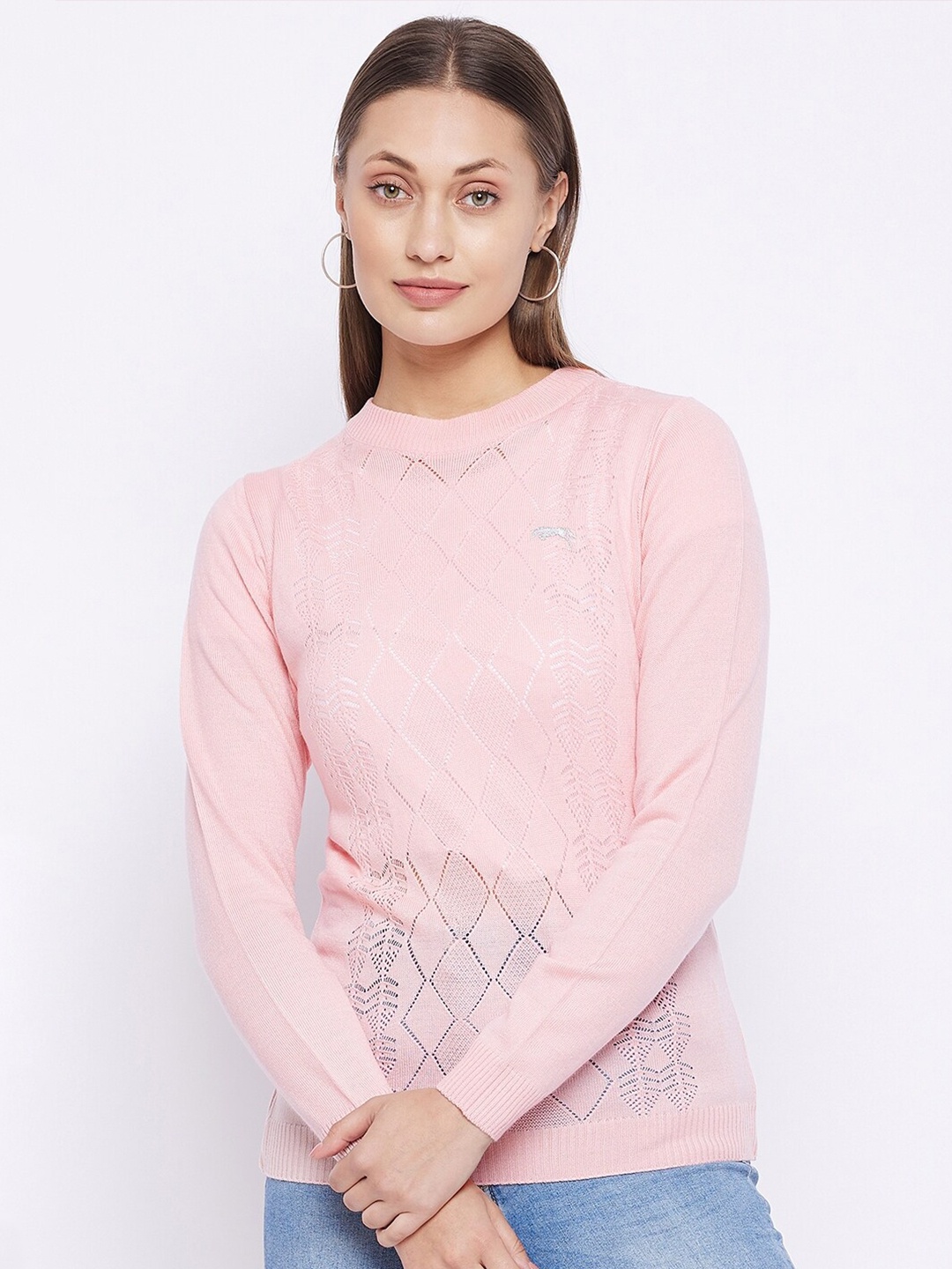 

JUMP USA Women Pink Self Design Pullover