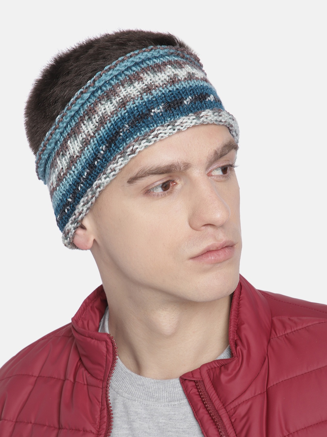 

Magic Needles Unisex Multicoloured Striped Woollen Headband, Multi