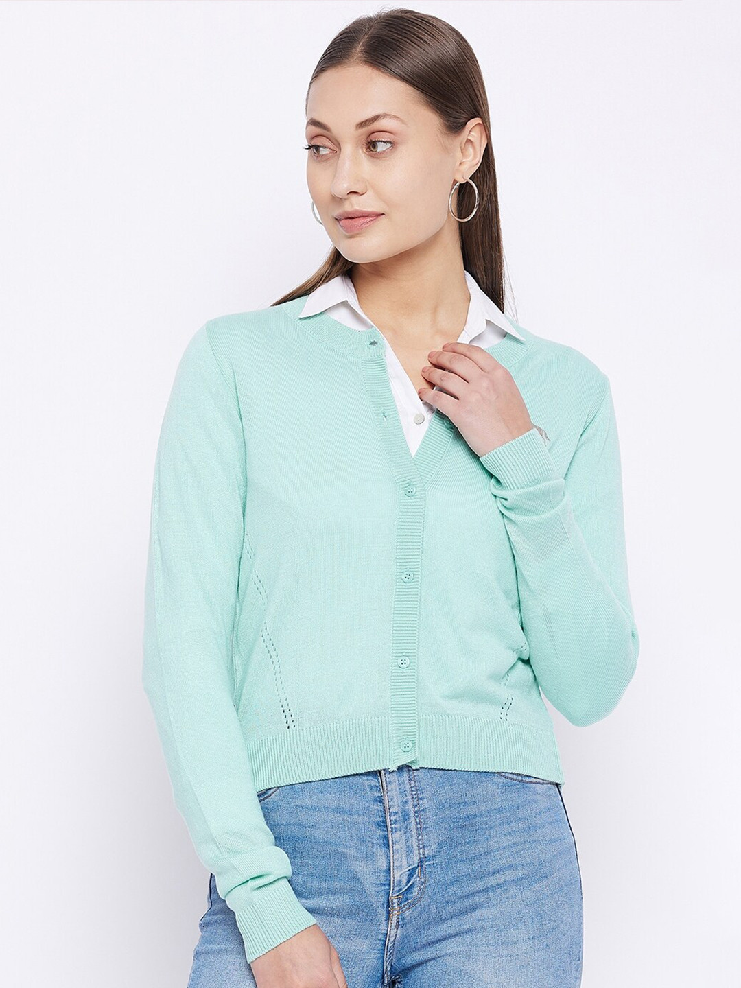 

JUMP USA Women Turquoise Blue Cardigan