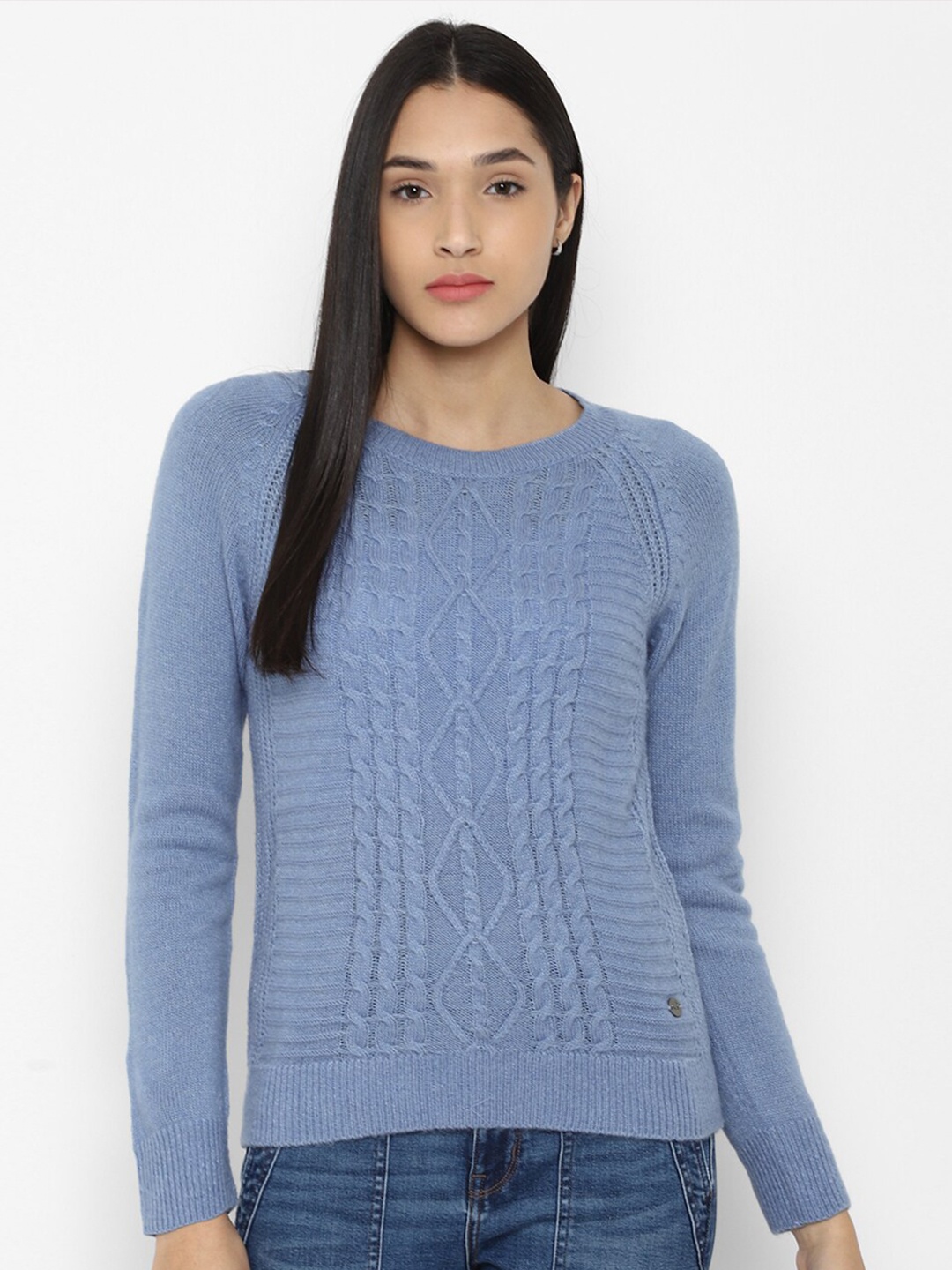 

Allen Solly Woman Women Blue Cable Knit Pullover