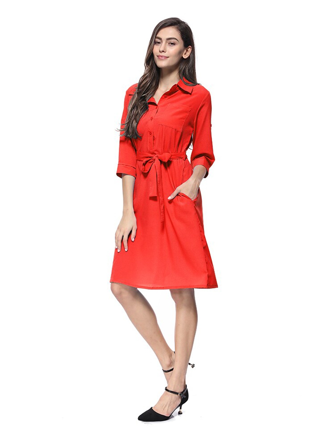 

BoStreet Red Fit & Flare Dress