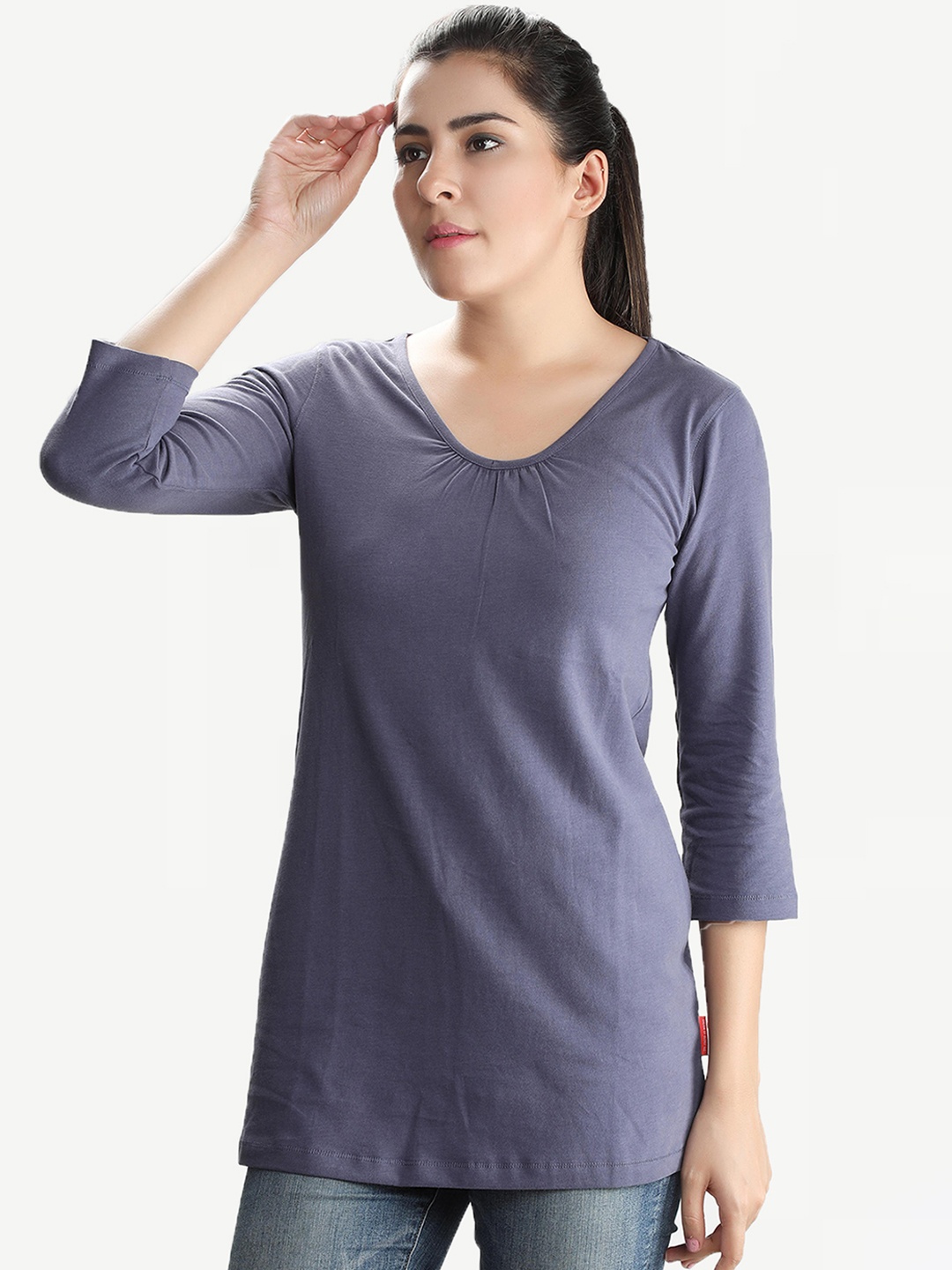

Dream of Glory Inc Grey Solid Longline Top