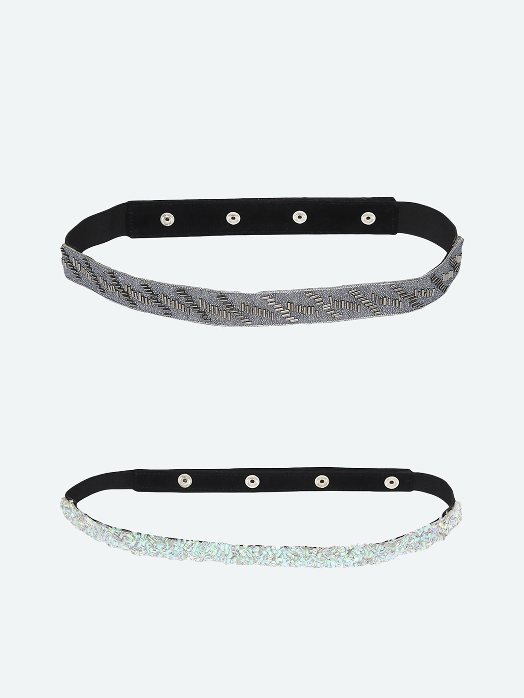 

DEEBACO Women White Embellished 2 PU Belt
