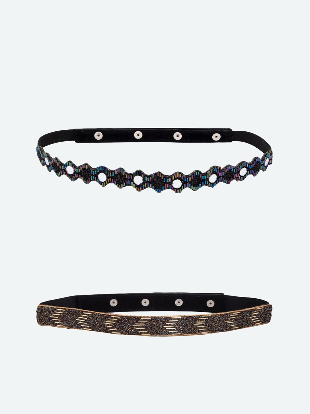 DEEBACO Women Gold-Toned Embellished Set of 2 PU Belt