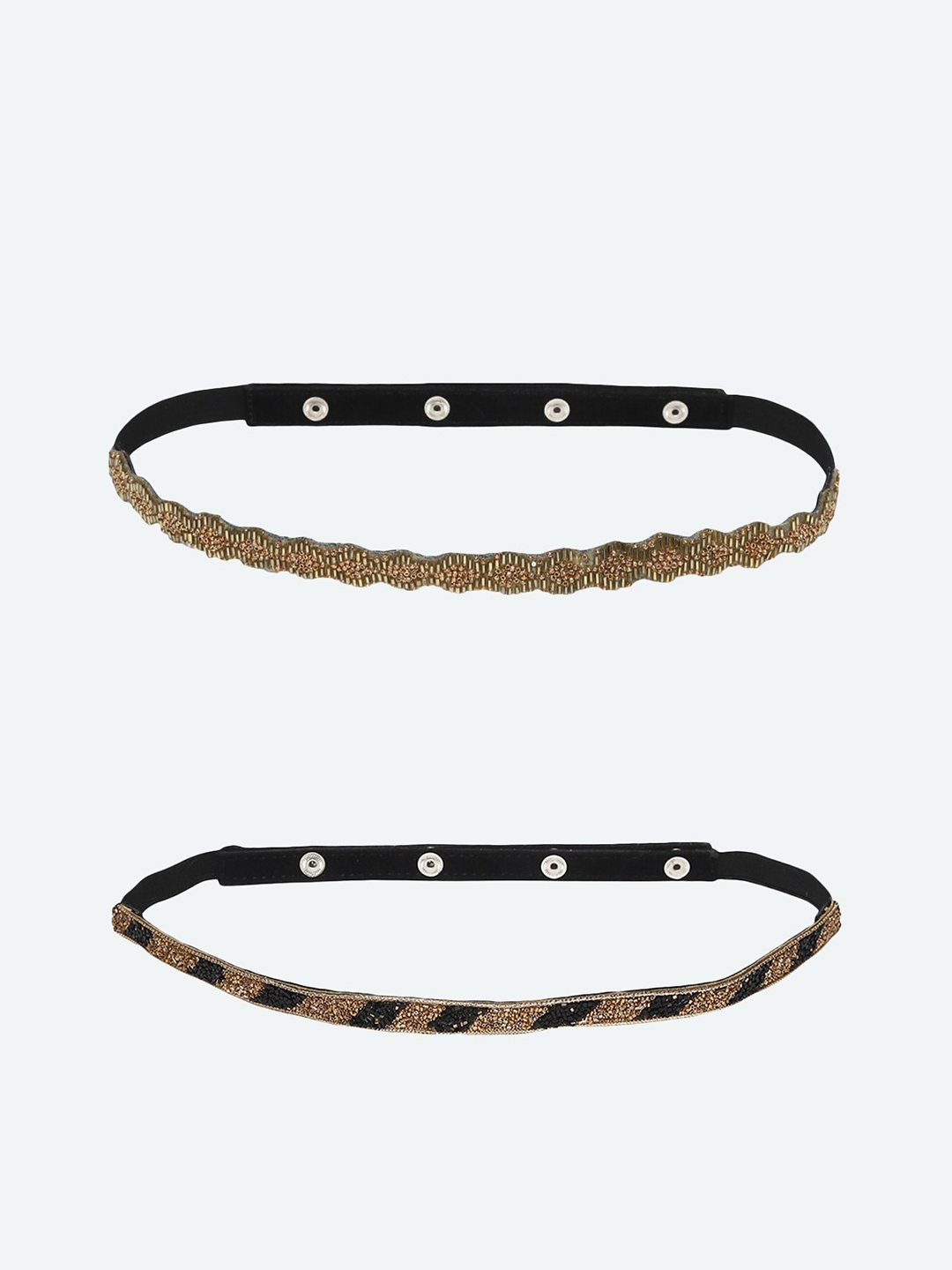 

DEEBACO Set of 2 Women Gold-Toned Embellished PU Belt