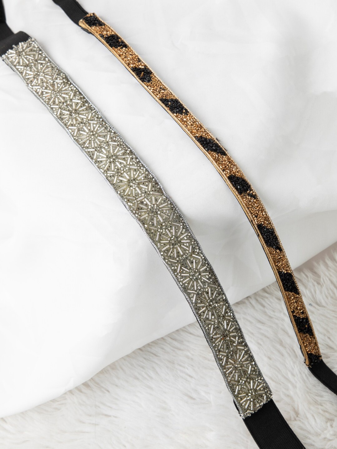 

DEEBACO Women Pack of 2 Gold-Toned Embellished PU Belt