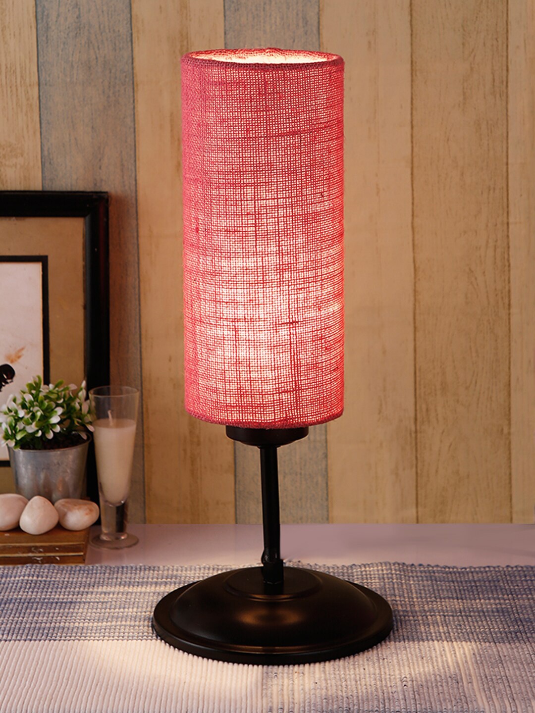 

Devansh Pink Jute Shade Table Lamp with Iron Base