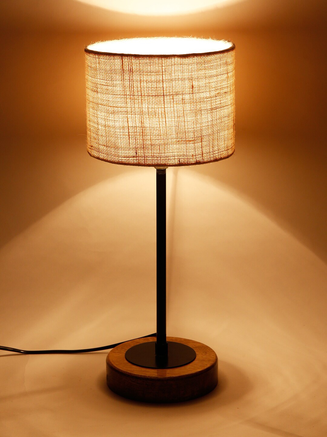 

Devansh Drum White Jute Shade Table Lamp with Wood Base