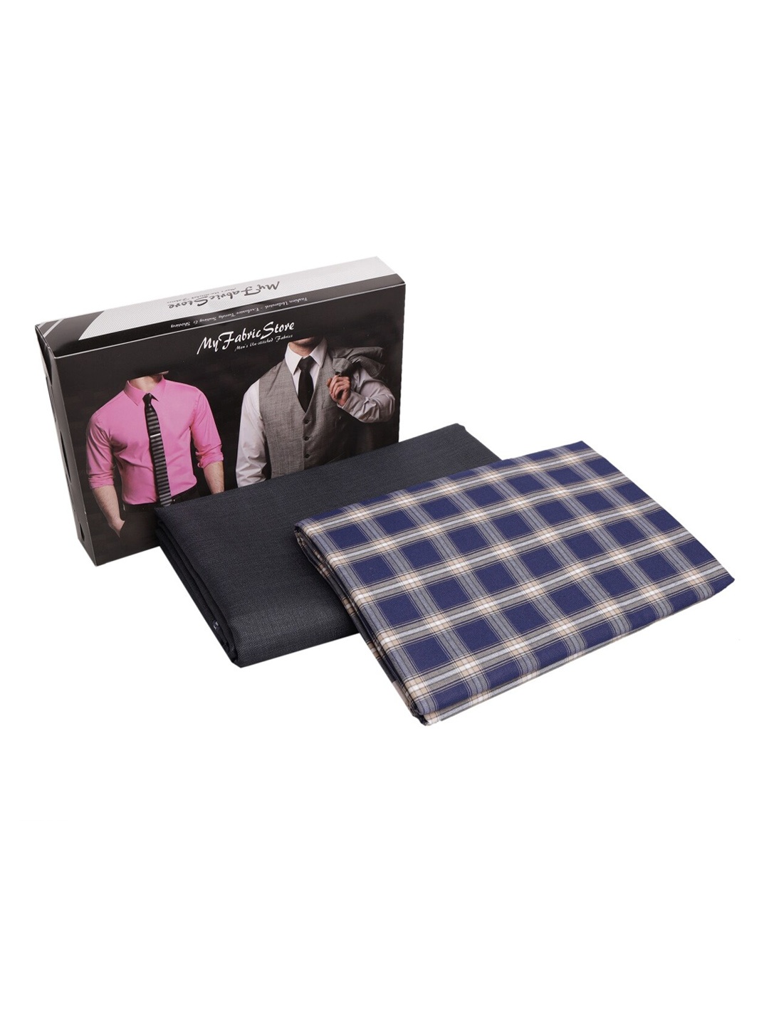 

My Fabric Store Men Shirt & Trouser Fabric Set, Navy blue