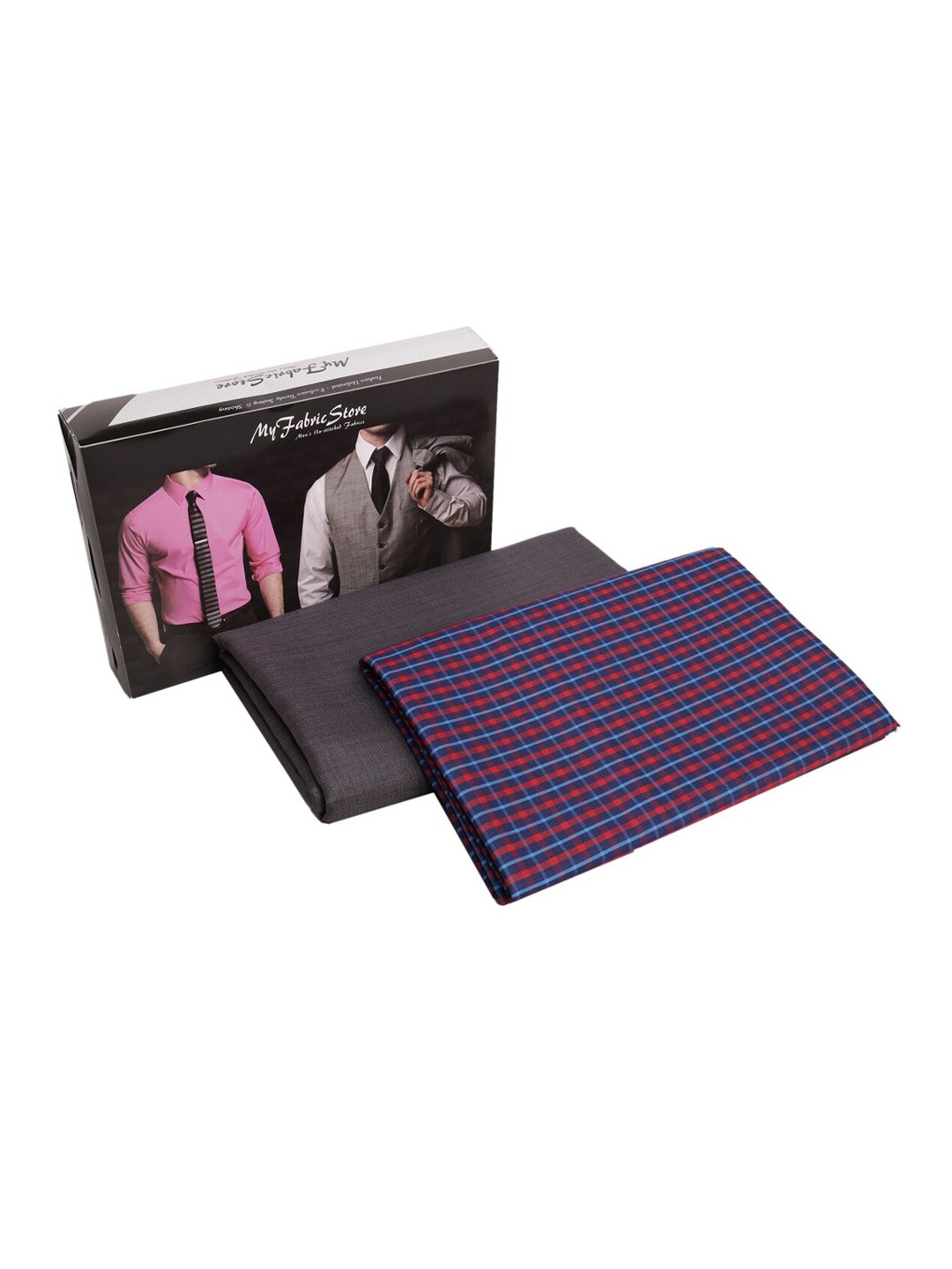 

My Fabric Store Men Red & Blue Shirt & Trouser Fabric Set