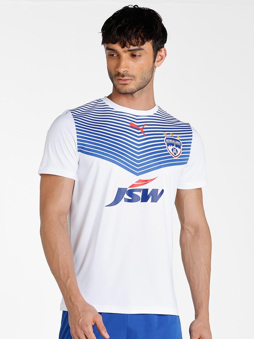 

Puma Men White & Blue Typography Printed Football T-shirt