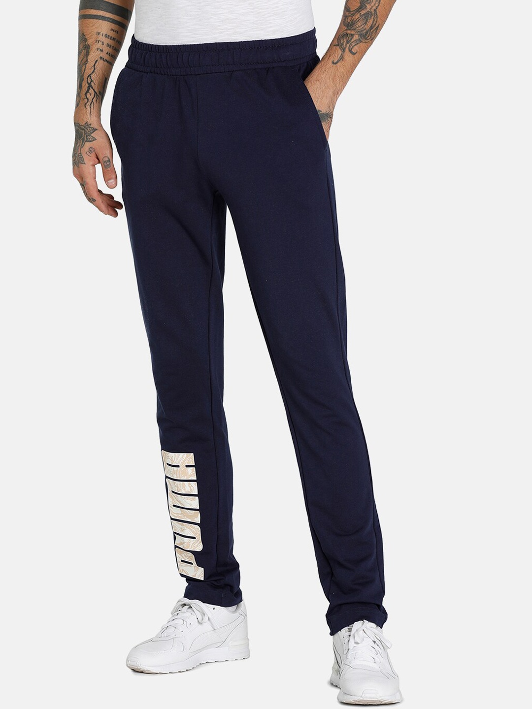 

Puma Mens Blue Cotton Slim Fit Graphic Pant