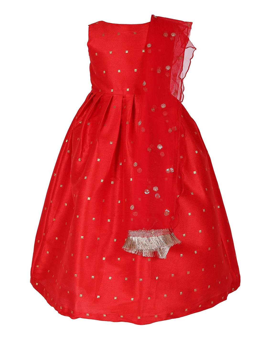 

Hopscotch Girls Red Self Design Gown Dress