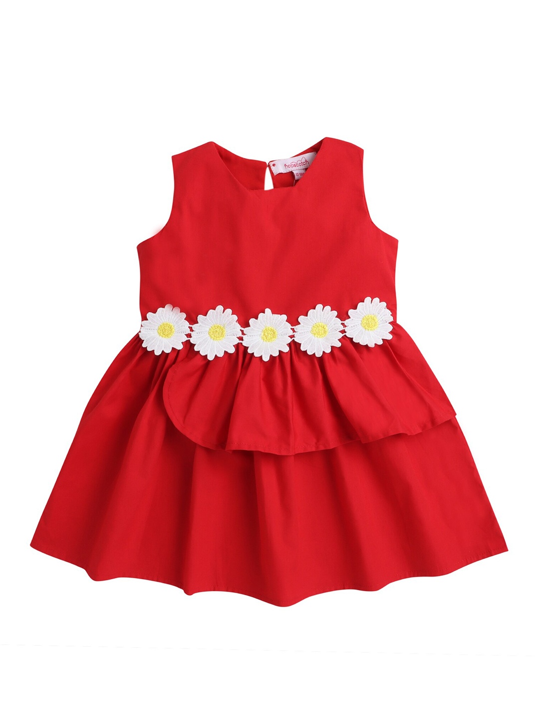 

Hopscotch Red Embellished Fit & Flared Dress