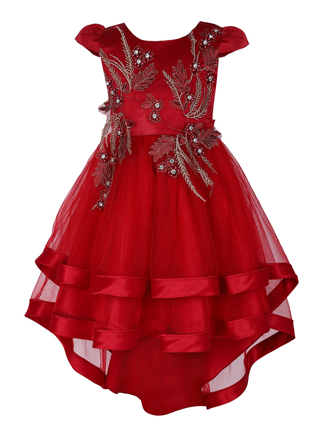

Hopscotch Girls Red & White Floral Embroidered Fit & Flare Dress