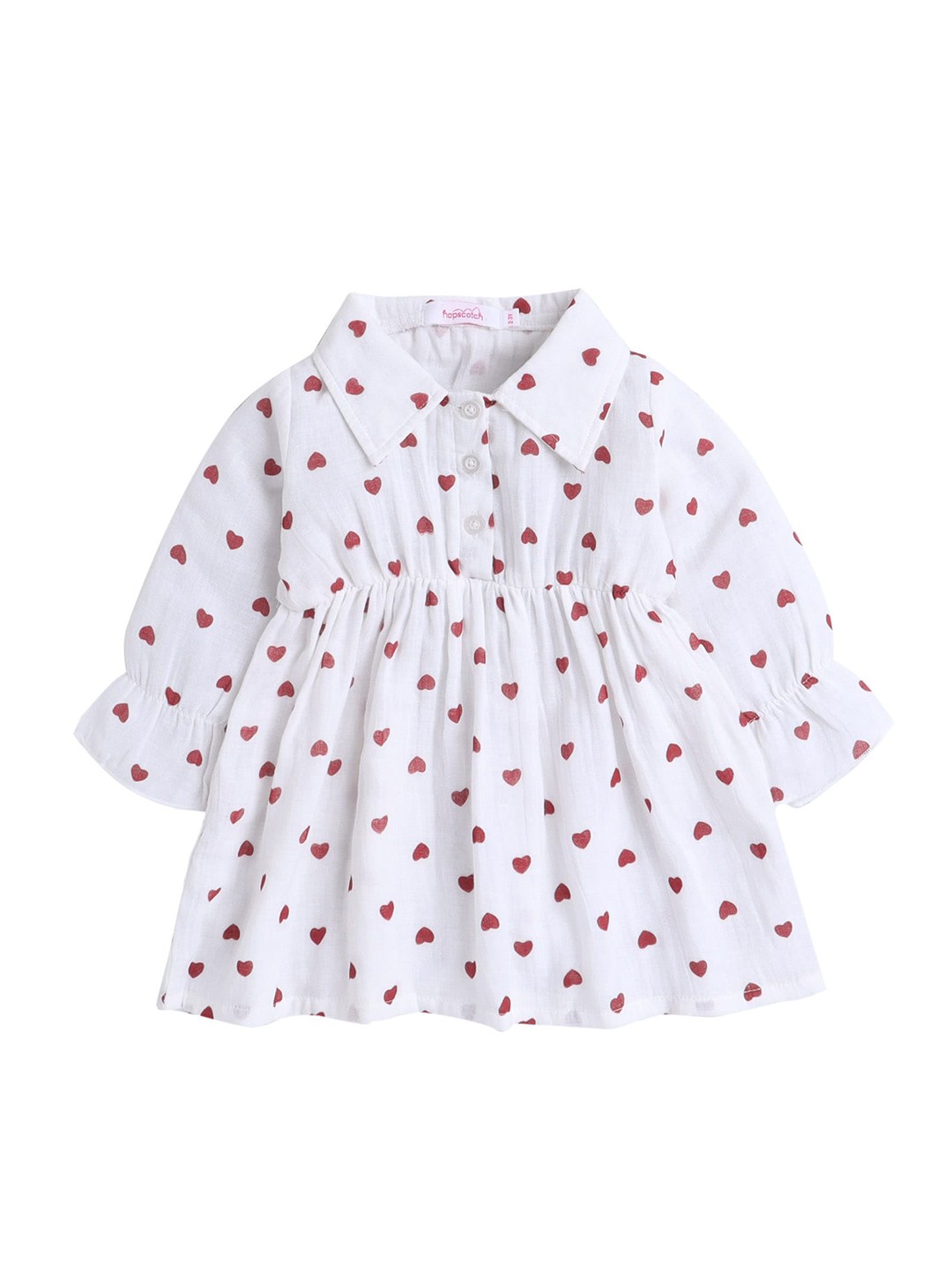 

Hopscotch White & Brown Printed Pure Cotton Dress