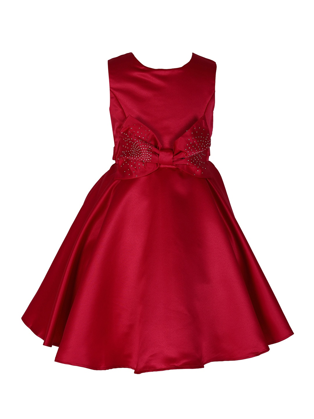 

Hopscotch Girls Red Solid Round Neck Fit & Flare Dress