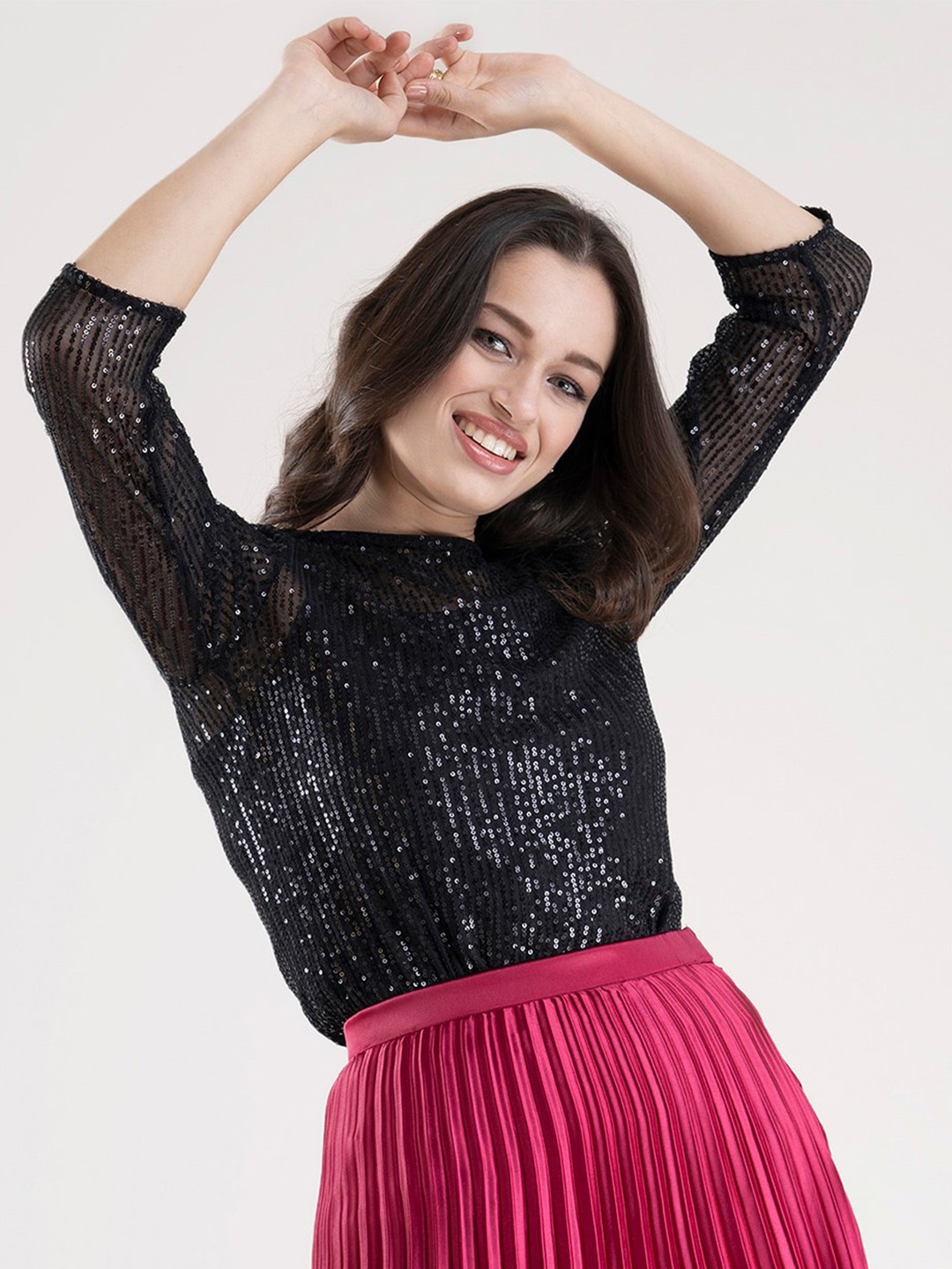 

FableStreet Black Net Top