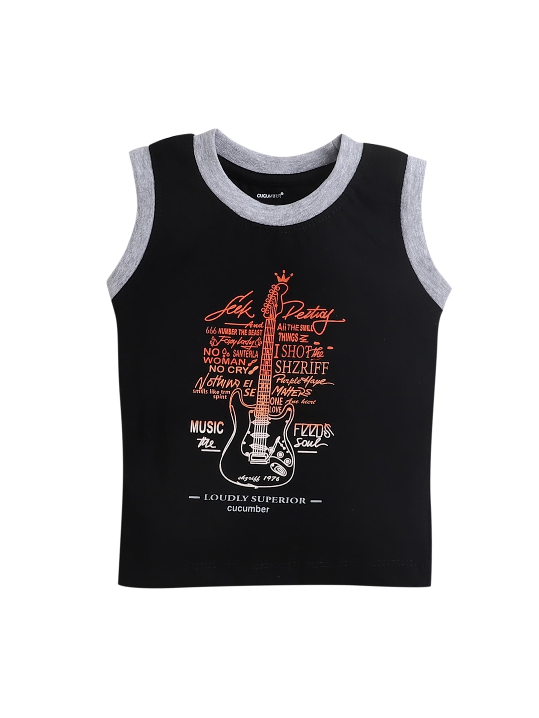

Hopscotch Boys Black & Orange Printed Vest