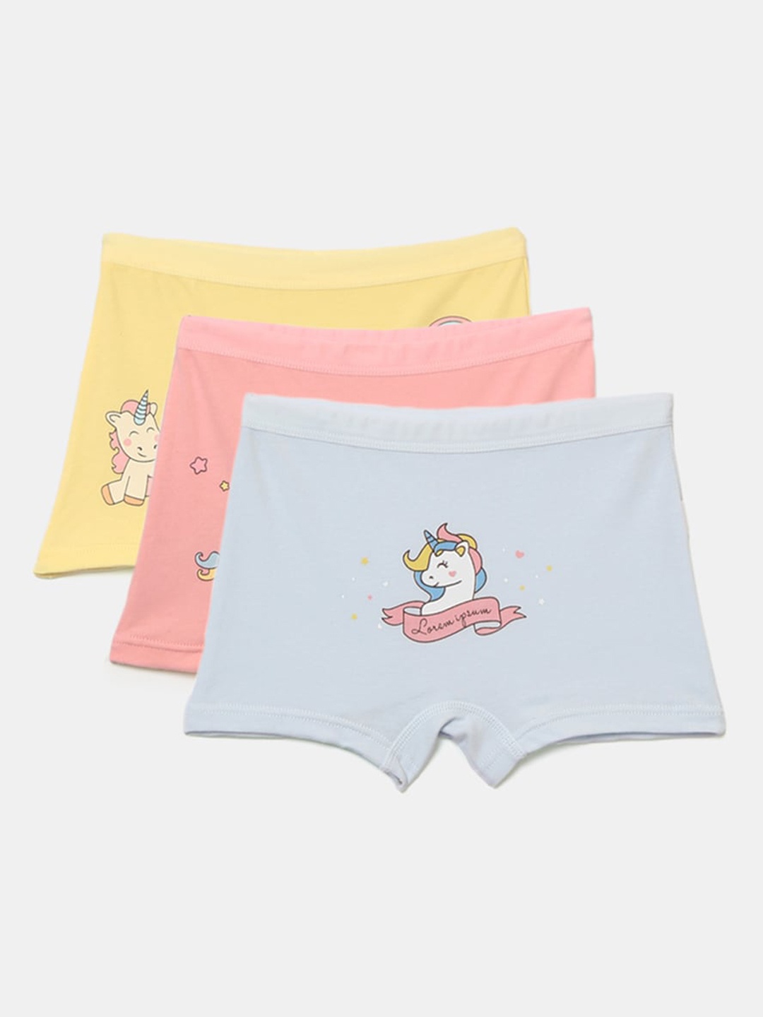 

Hopscotch Girls Pack of 3 Unicorn Printed Briefs - 1048043, Yellow