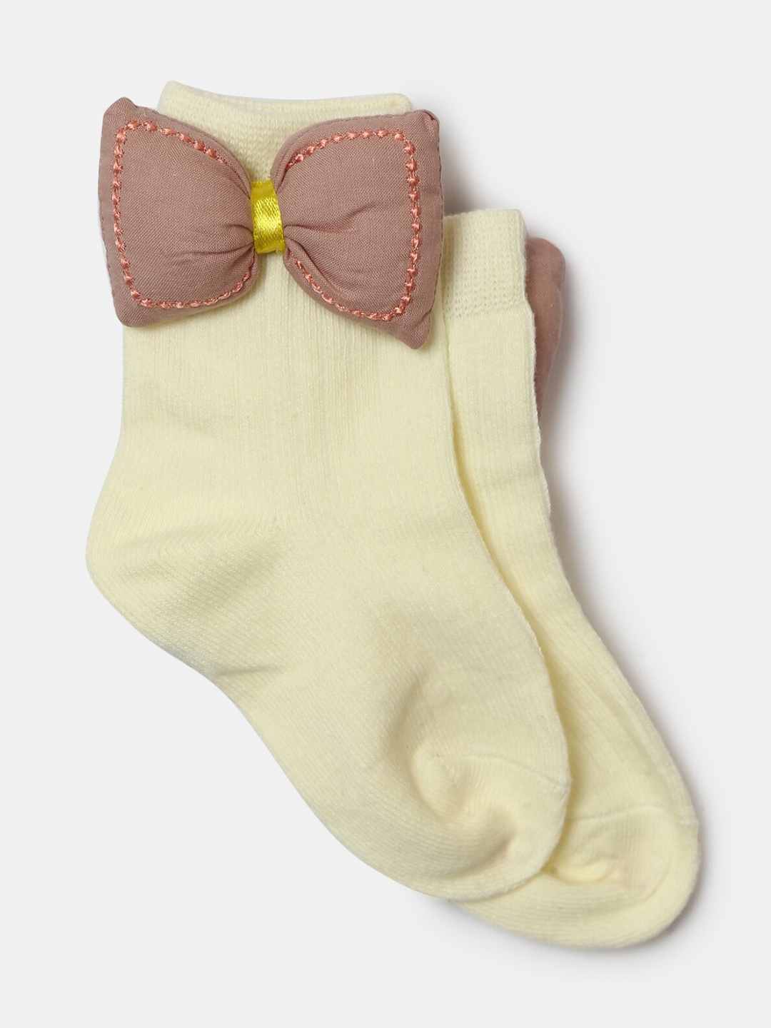 

Hopscotch Unisex White Applique Bow Solid Socks