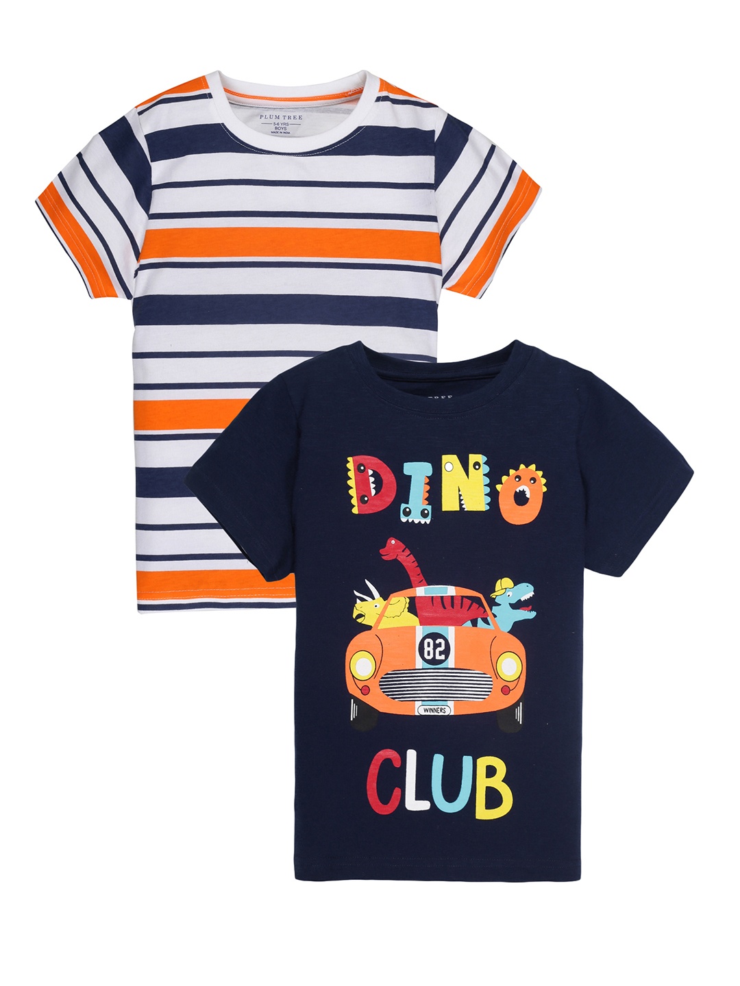 

PLUM TREE Boys Pack of 2 Pure Cotton T-shirt, Navy blue