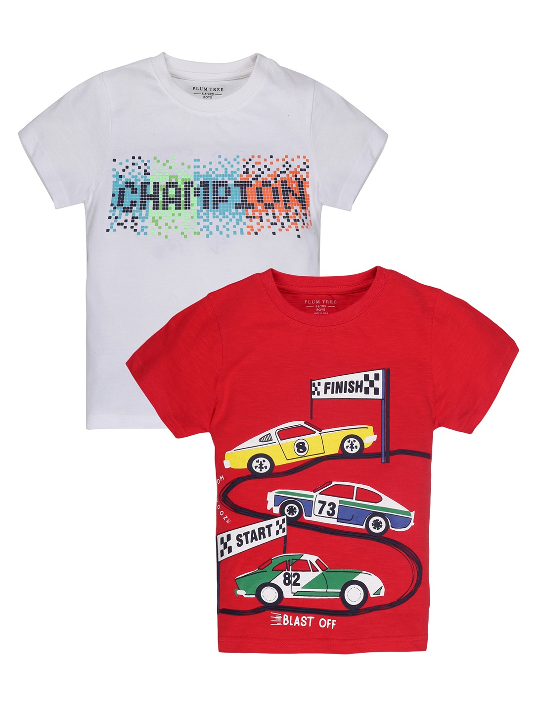 

PLUM TREE Boys Boys Set Of 2 Printed T-shirts, Red