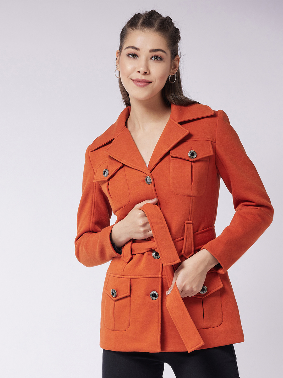 

Miss Chase Women Orange Longline Tailored Jacket