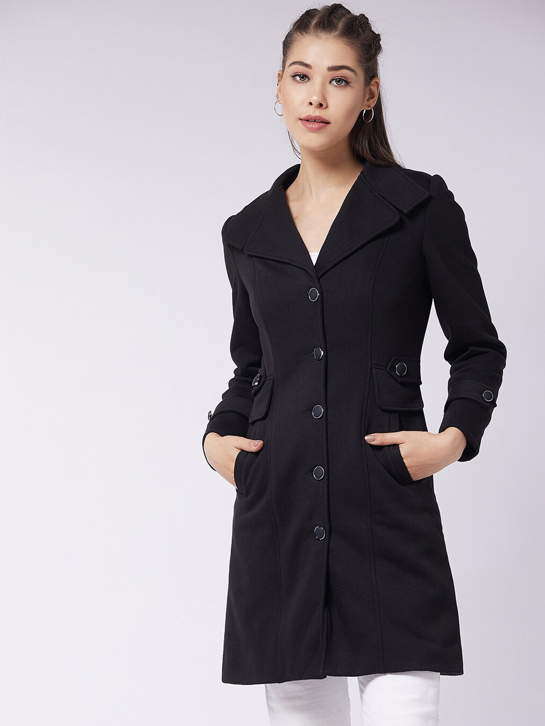 

Miss Chase Longline Overcoat, Black
