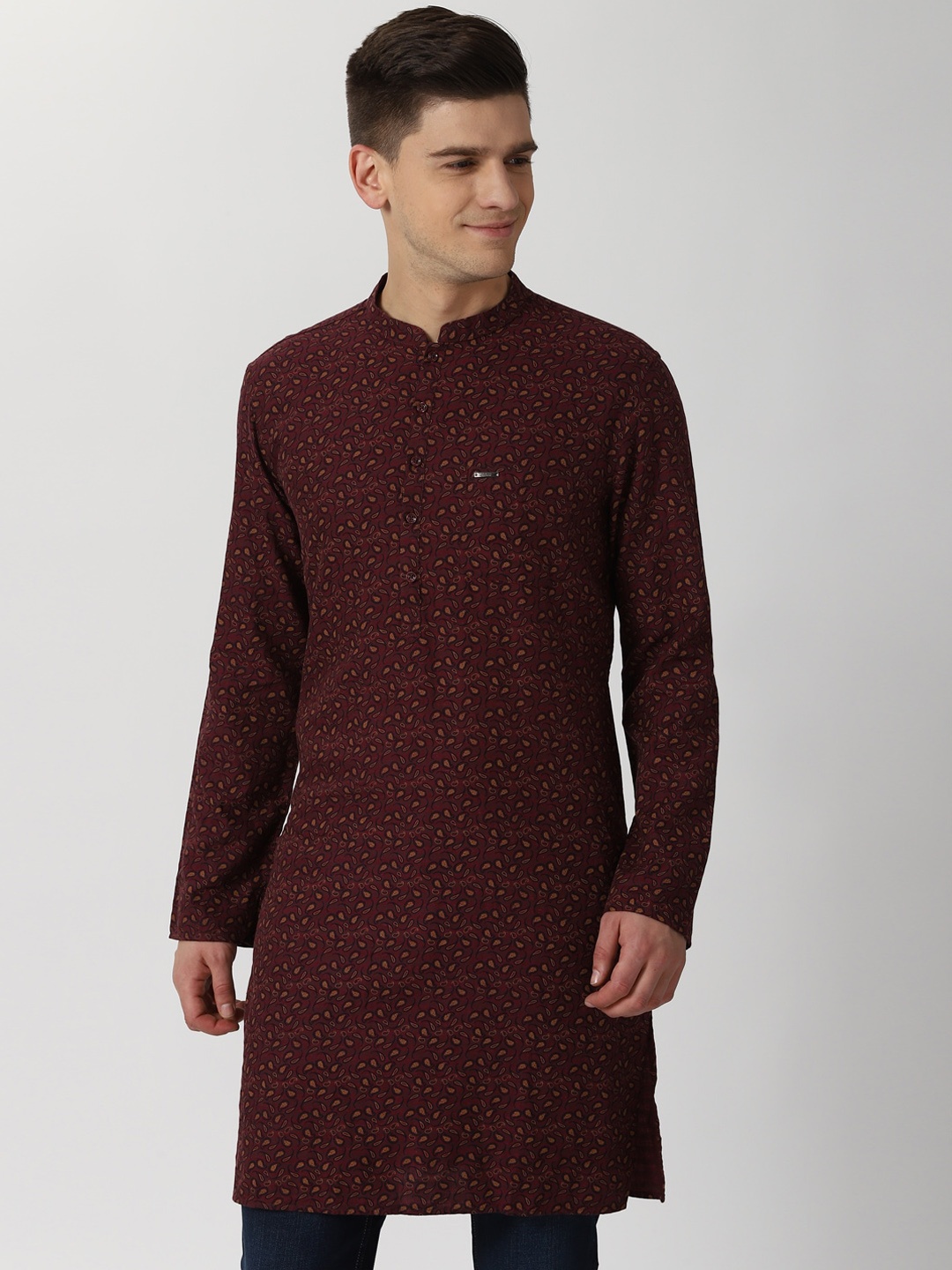 

Peter England Men Maroon Printed Kurta