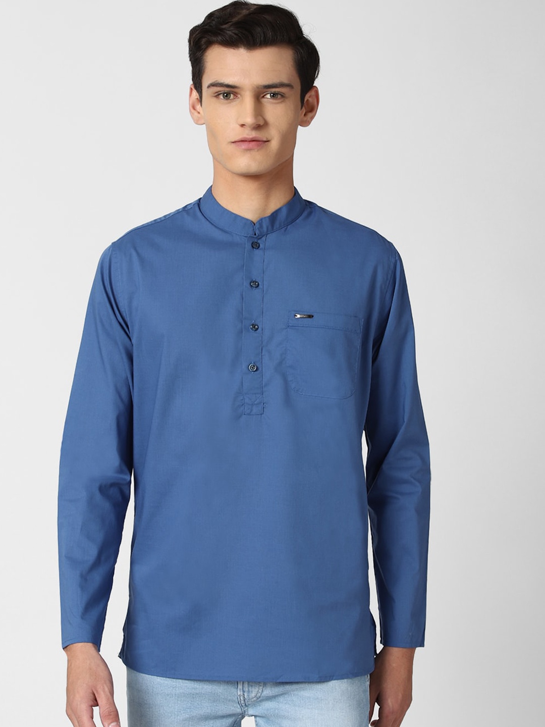 

Peter England Men Blue Patchwork Kurta