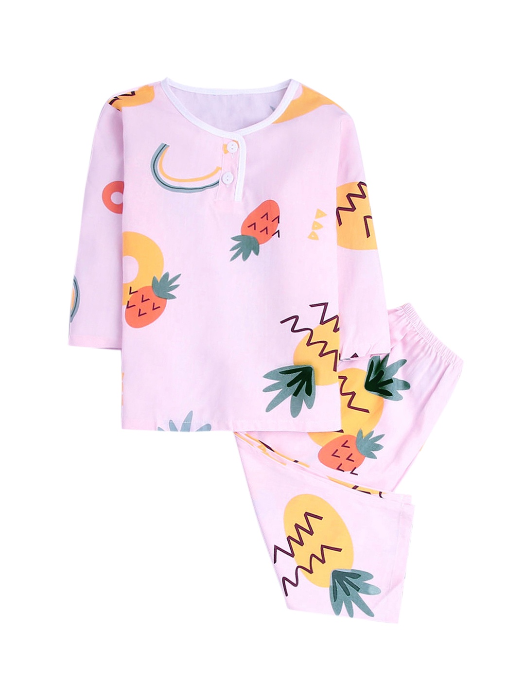 

Hopscotch Girls Pink & Yellow Printed Top with Pyjamas