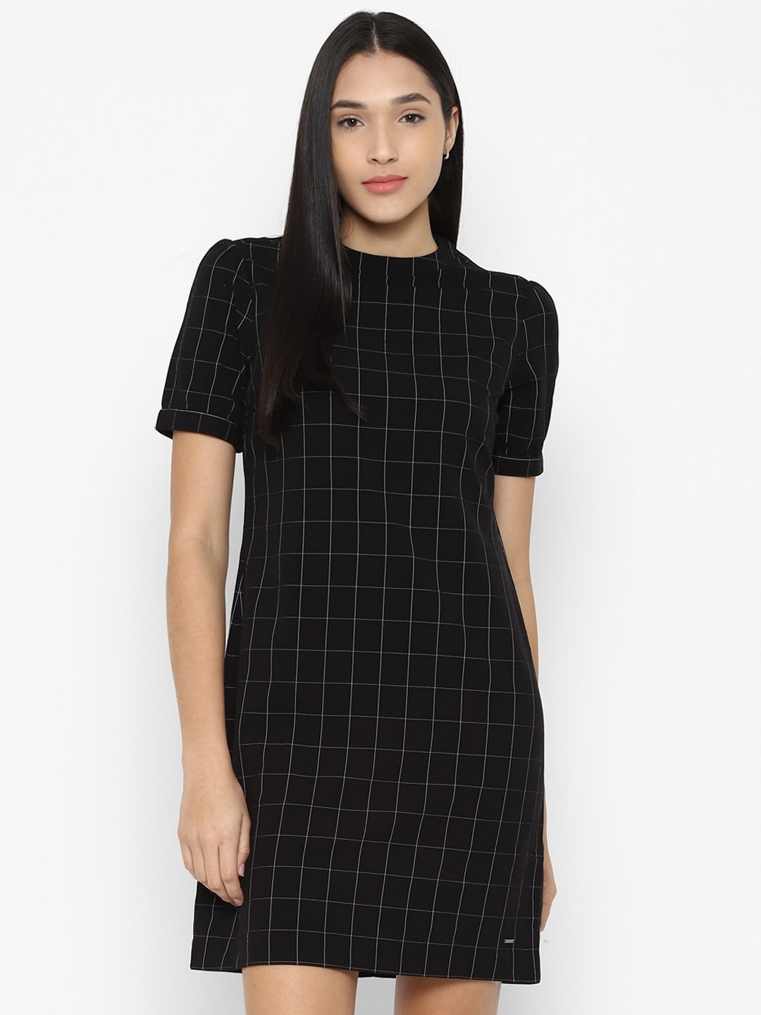 

Allen Solly Woman Black Checked Sheath Dress