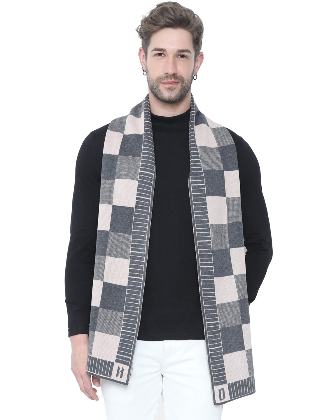 

FabSeasons Unisex Grey & Pink Checked Muffler