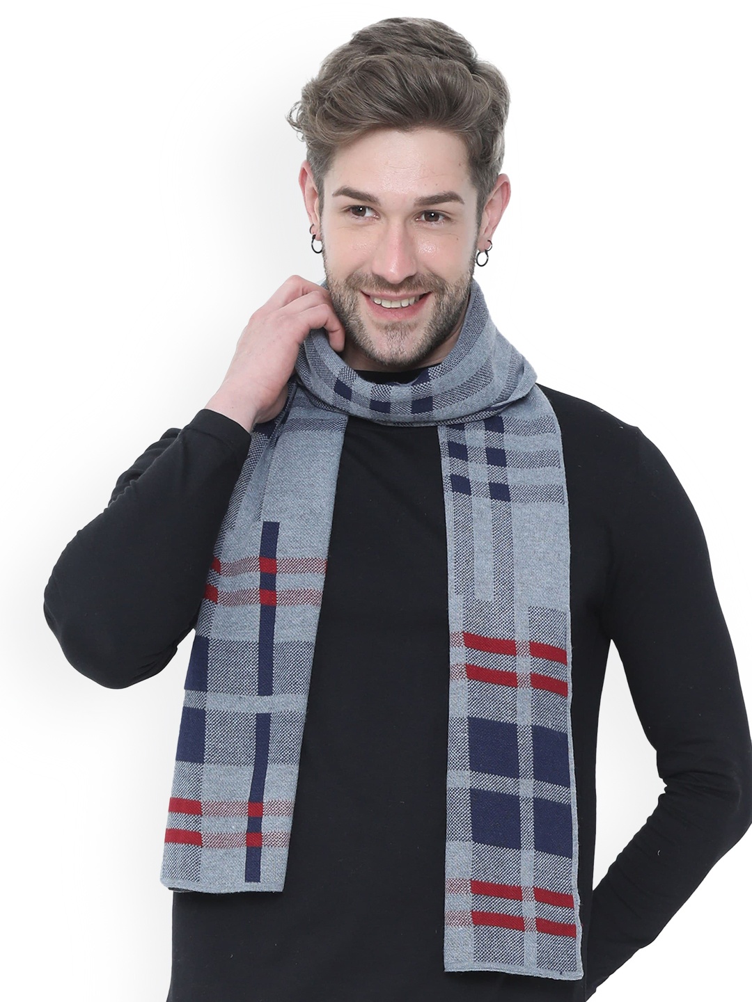 

FabSeasons Unisex Grey & Blue Checked Muffler