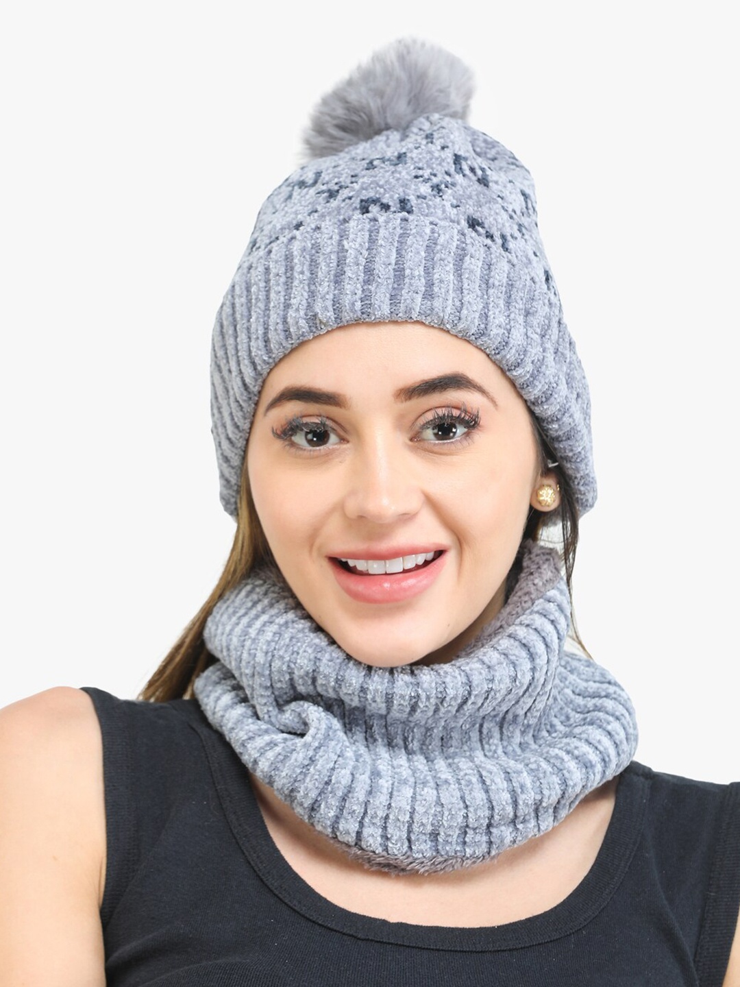 

ELLIS Women Grey Acrylic Beanie
