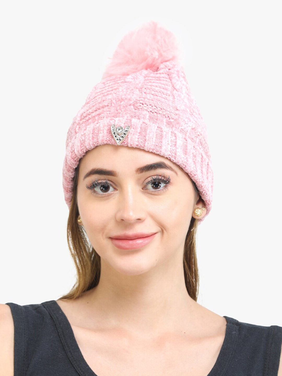 

ELLIS Women Pink Acrylic Beanie