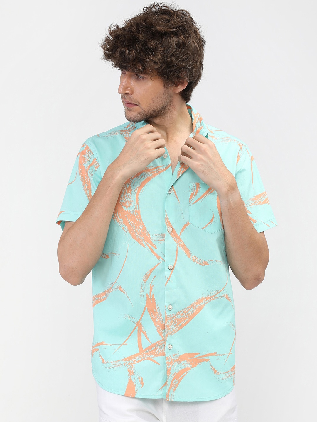 

HIGHLANDER Men Blue Slim Fit Printed Casual Shirt
