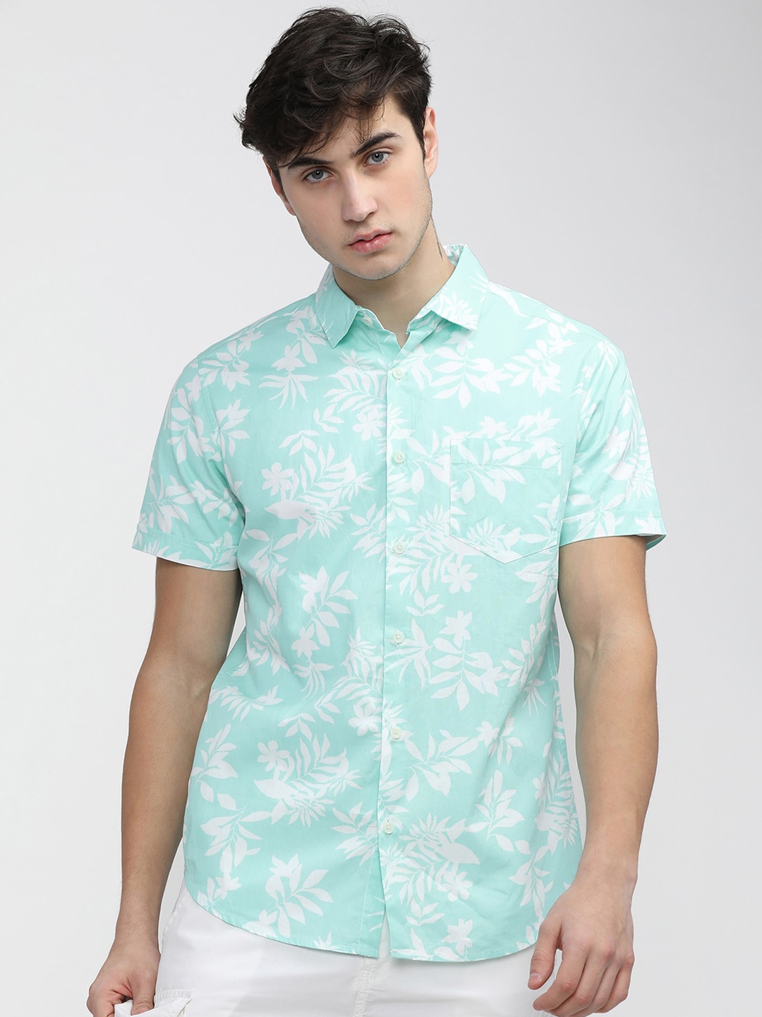 

HIGHLANDER Men Green Slim Fit Floral Printed Casual Shirt