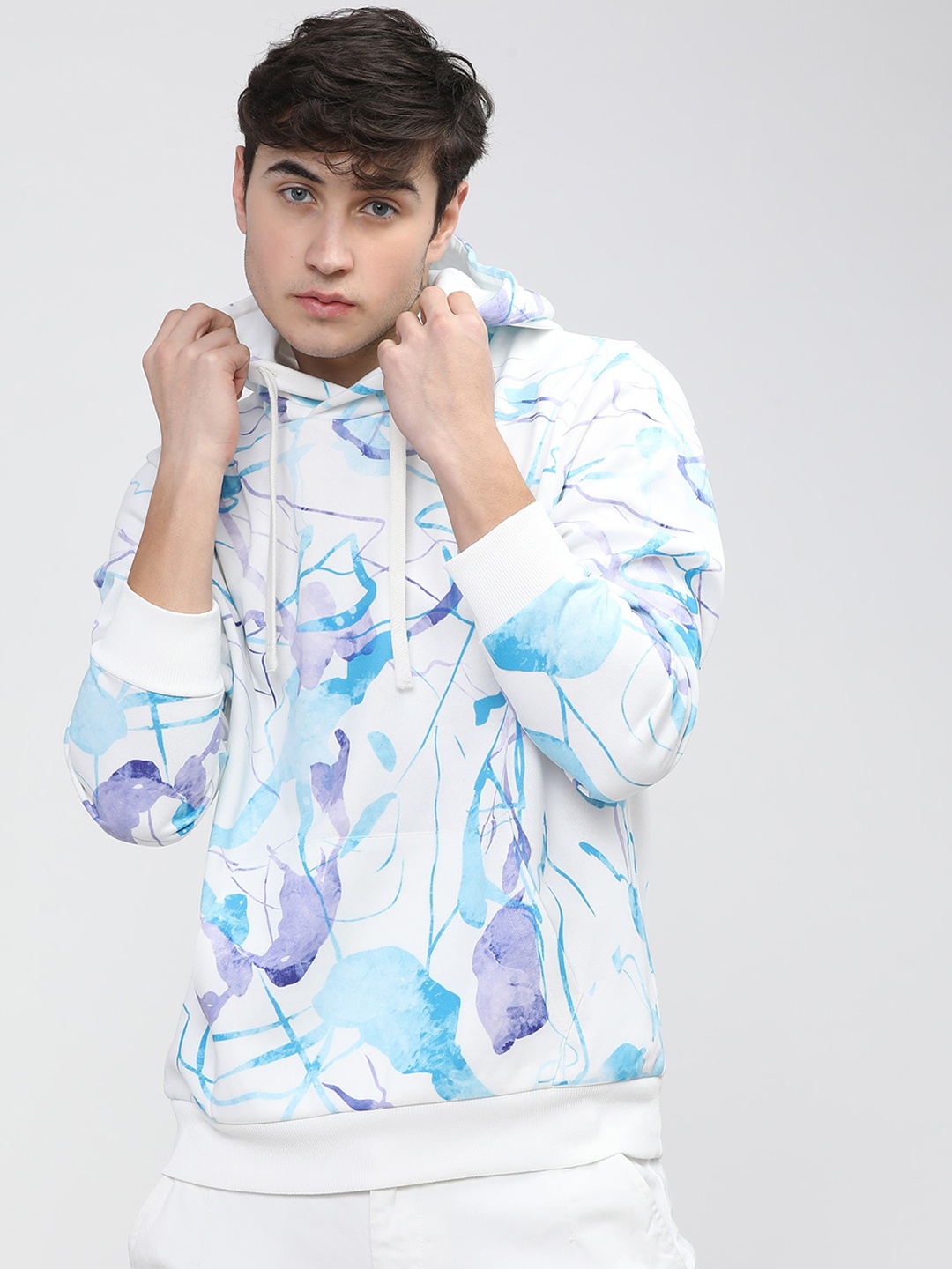 HIGHLANDER Men White Printed Hooded Sweatshirt