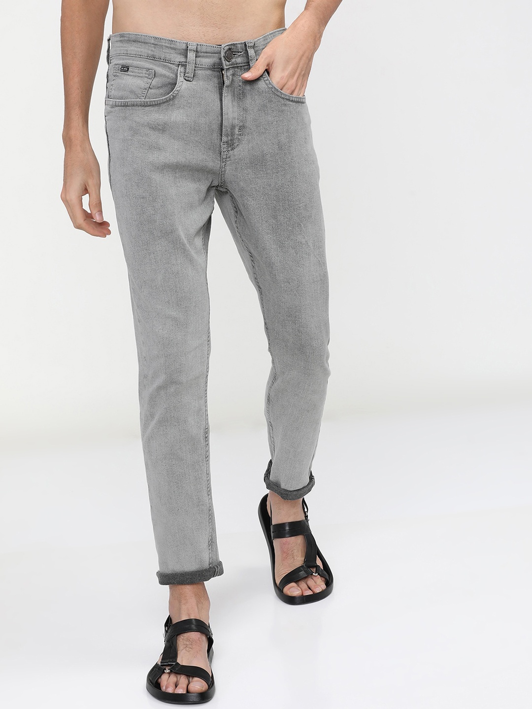 

HIGHLANDER Men Grey Tapered Fit Heavy Fade Stretchable Jeans