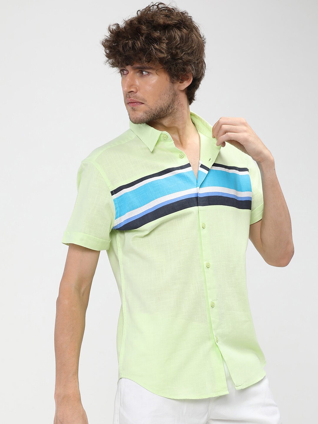 

KETCH Men Lime Green Slim Fit Colourblocked Casual Shirt